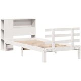 vidaXL Krevet s regalom z knjige bez madraca bijeli 100x200cm borovina | shoptok.hr