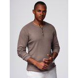 Ombre Men's ribbed sweater with buttons at the neckline - ash | shoptok.hr