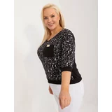 Fashion Hunters Black women's blouse plus size with 3/4 sleeves