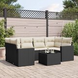  7-dijelni set vrtnih sofa od poliratana s jastucima crni | shoptok.hr