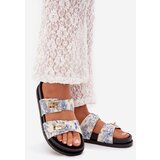 Boto Patterned Ladies Platform Slippers Blue Sorina | shoptok.hr