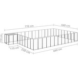 vidaXL pasji boks črn 30,25 m² jeklo | Shoptok.si