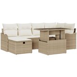 vidaXL 7-dijelni set sofa za vrt s jastucima Bež Poli Ratan, 2-sjedna sofa za vrt s jastucima Bež Poli Ratan | shoptok.hr
