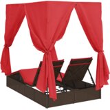  Dvojni ležalnik na soncu Rdeča 205 x 129 x 200 cm poli ratan, (5000285962) | Shoptok.si
