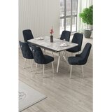 Hanah home trpezarijski set Nis, sto na razvlačenje i 6 stolica, siva ploča Rampla, hromirane noge, antracit tkanina Babyface | Eponuda.com