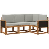 Set vanjskih sofa 4 pcs Prirodna i svjetlosiva Poliester | shoptok.hr