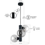  Luster na sajli TUBE 3xE27/60W/230V crna/prozirna | Eponuda.com
