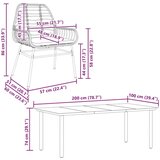  Vrtna garnitura - 6-dijelni vrtni blagovaonski set s jastucima poliratan i staklo Smeđa i krem ​​bijela 200 x 100 x 74 cm 6 | shoptok.hr