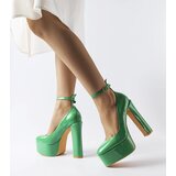 Gemre Green patent high block heel pumps Colle | Shoptok.si