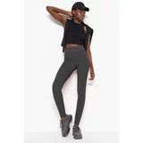 Trendyol Dark Anthracite Seamless/Seamless Ribbed Full Length Sports Tights