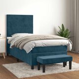 Box spring krevet s madracem tamnoplavi 90x190 cm baršunasti Cijene