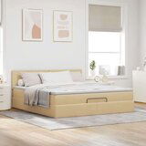 vidaXL Otomanski krevet s madracem krem 160x200 cm od tkanine | shoptok.hr
