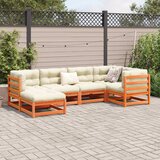 6-dijelni set vrtnih sofa s jastucima voštano smeđi od borovine | shoptok.hr