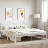 Metalni Kovinski posteljni okvir z vzglavjem bel 193x203 cm | Shoptok.si