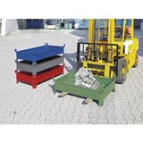 Heson Posoda za zlaganje iz jeklene pločevine, nizka izvedba, zaprte stene, ŠxD 800 x 1000 mm, nosilnost 1000 kg, modra, od 1 kosov | Shoptok.si