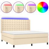  The Living Store Box spring postelja z vzmetnico LED krem 160x200 cm blago - Box Spring Postelja, (21502824) | Shoptok.si