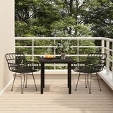  3-dijelni vrtni blagovaonski set od poliratana crni Crna Dužina stola 80 cm | shoptok.hr