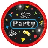 Papirnati krožniki z motivom gamer party, set 8 kosov, 20 cm