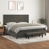 The Living Store Box spring postelja z vzmetnico temno siva 200x200 cm žamet - Box Spring Postelja, (21491884) Cene