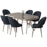 Hanah home trpezarijski set Jita, sto i 6 stolica, antracit ploča Irony, hromirane noge, antracit tkanina Babyface | Eponuda.com