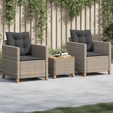  3-dijelni bistro set s jastucima poliratan i drvo bagrema sivi | Eponuda.com