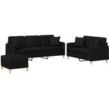  3-dijelni set sofa s jastucima crni od mikrovlakana | shoptok.hr