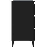vidaXL Nočna omarica s kovinskimi nogami črna 40x35x69 cm | Shoptok.si