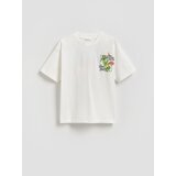 Reserved Pamučna majica s printom - krem | shoptok.hr
