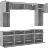  6-dijelni set zidnih TV ormarića s LED svjetlima boja betona | shoptok.hr