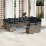 vidaXL 12-dijelni set vrtnih sofa od poliratana s jastucima sivi Cijene