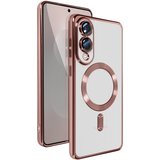 AVIZAR MagSafe ohišje za Samsung Galaxy S25 Edge Silikonski kromirani okvir, Šampanjec roza, (5000015304) | Shoptok.si