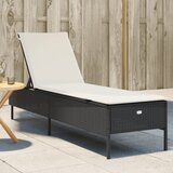  The Living Store Ležalnik z blazino črn poli ratan - Ležalnik, (21483537) | Shoptok.si