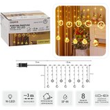 Molarem Home Božićne LED lampice za dječju sobu - Zavjesa - 95 LED, IP44, toplo bijela, 3m, 8 načina osvjetljenja | shoptok.hr