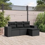 Maison Chic Seti vrtnega pohištva - Vrtna garnitura - Vrtni pohištvo set 4-delna z blazinami črna poli ratan, (21817077) | Shoptok.si
