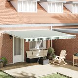 vidaXL Ročna retractibilna tenda Zelena in bela 450x300 cm, Tenda zamenjava tkanine za okvir 4,5x3 m Zelena in bela Cene