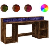  Radni stol s LED svjetlima boja hrasta 200x55x91 cm drveni | Eponuda.ba