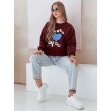 DStreet Bluza damska oversize z nadrukiem FEELME bordowa | Shoptok.si