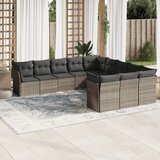 vidaXL 11-dijelni set vrtnih sofa poliratan s jastucima svijetlosivi Cijene