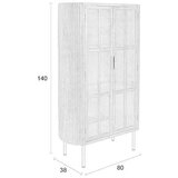 White Label Vitrina iz masivnega kavčukovca v naravni barvi 80x140x38 cm Yaz – | Shoptok.si
