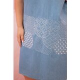 Kesi Włoski Plus size women's sleeveless dress with decorative pattern light denim | ePonuda.com