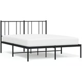 vidaXL Kovinski posteljni okvir z vzglavjem črn 135x190 cm, (20642496) Cene