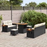  Sjedeća garnitura za vrt 10 kom. 7-Broj sjedala Crna i Krema 204 x 179 x 85 cm | shoptok.hr