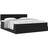vidaXL Otomanski posteljni okvir z vzmetnicami črn 200x200cm žamet | Shoptok.si