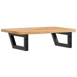  Zidna polica za umivaonik od čelika i masivne hrastovine Smeđa 60 x 40 x 2.5 cm | Shoptok.si