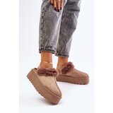 Kesi Women's platform slippers with fur dark beige Linaris Cijene