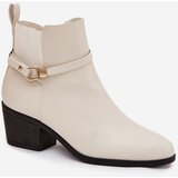 Boto Womens Ankle Boots With Zipper With Strap And Gold Detail Light Beige Zelinae | shoptok.hr