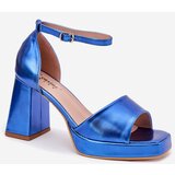 Boto Lacquered Women's Sandals On Heel Blue Marila | Shoptok.si