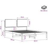  Krevetni okvir s tapiciranim uzglavljem Prirodna i svjetlosiva - Prirodna i svjetlosiva 150 x 200 cm | shoptok.hr