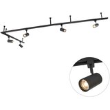 QAZQA Sodoben viseči tirni sistem razsvetljave s 5 črnimi reflektorji enofazni - Iconic Jeana | Shoptok.si