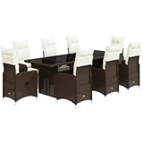 vidaXL Vrtna bistro garnitura 9-delna z blazinami rjav poli ratan, (21324073) | Shoptok.si
